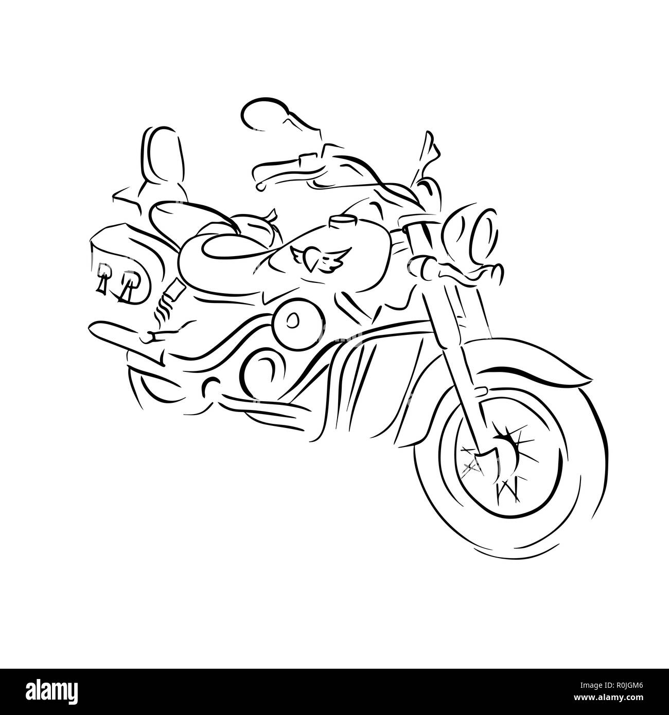 Croquis de scooter. Impression de vélo. Vector illustration simple. Illustration de Vecteur