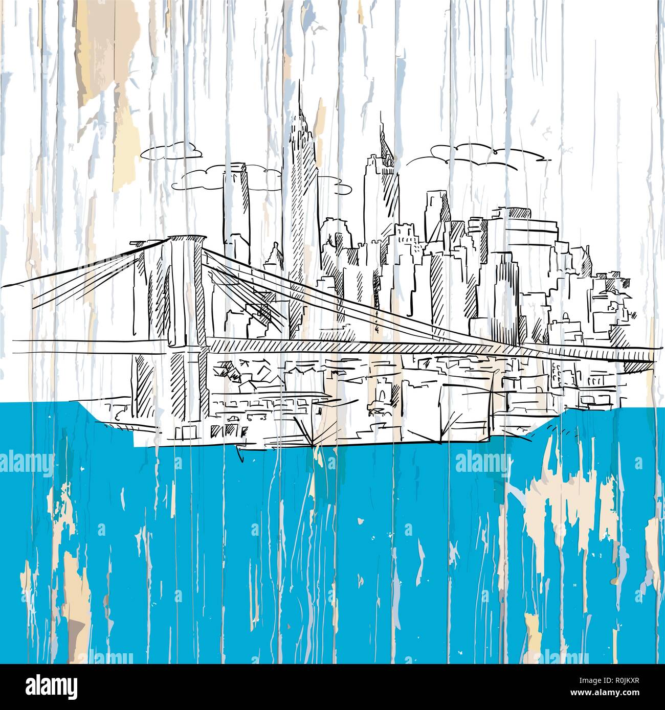 New York dessin Metropolis. Vector illustration sur fond vintage. Illustration de Vecteur