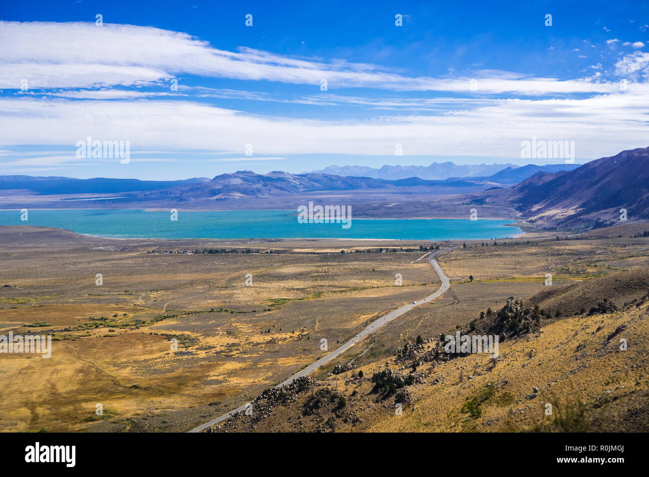 Vue aérienne de la région du lac Mono, l'Est de la Sierra montagnes, Californie Banque D'Images