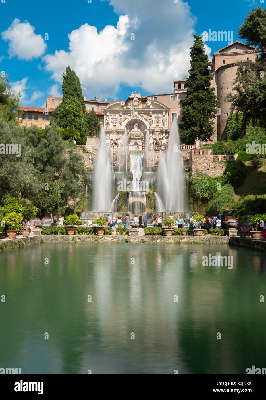 Villa D'Este (Italie) - La villa à Tivoli, province de Rome, avec de belles collines en terrasses jardin Renaissance et de fontaines. Site de l'UNESCO. Banque D'Images