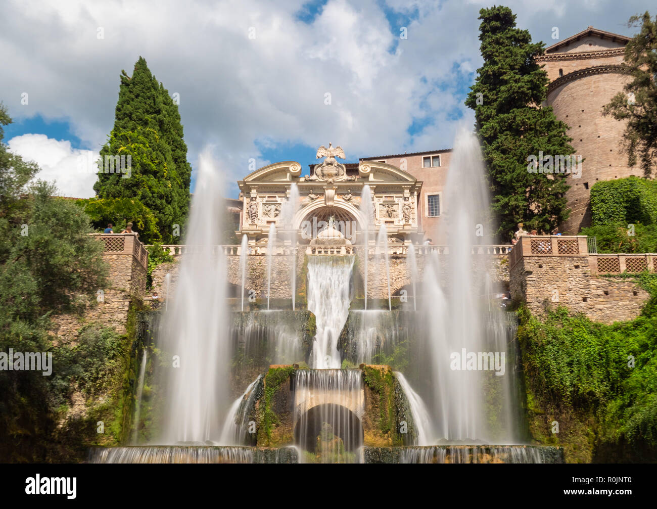 Villa D'Este (Italie) - La villa à Tivoli, province de Rome, avec de belles collines en terrasses jardin Renaissance et de fontaines. Site de l'UNESCO. Banque D'Images