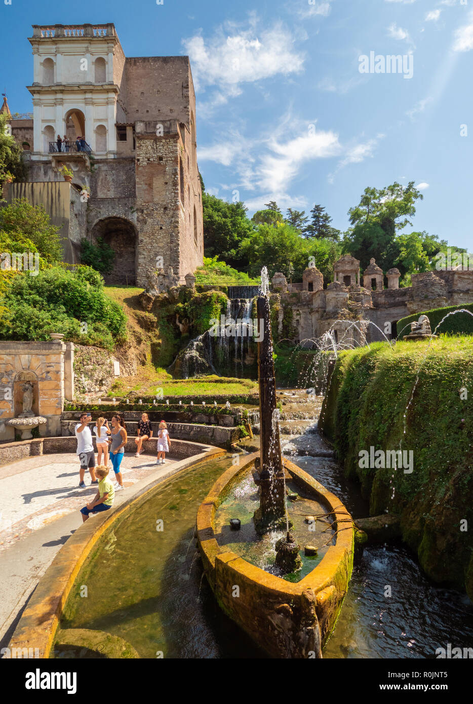 Villa D'Este (Italie) - La villa à Tivoli, province de Rome, avec de belles collines en terrasses jardin Renaissance et de fontaines. Site de l'UNESCO. Banque D'Images