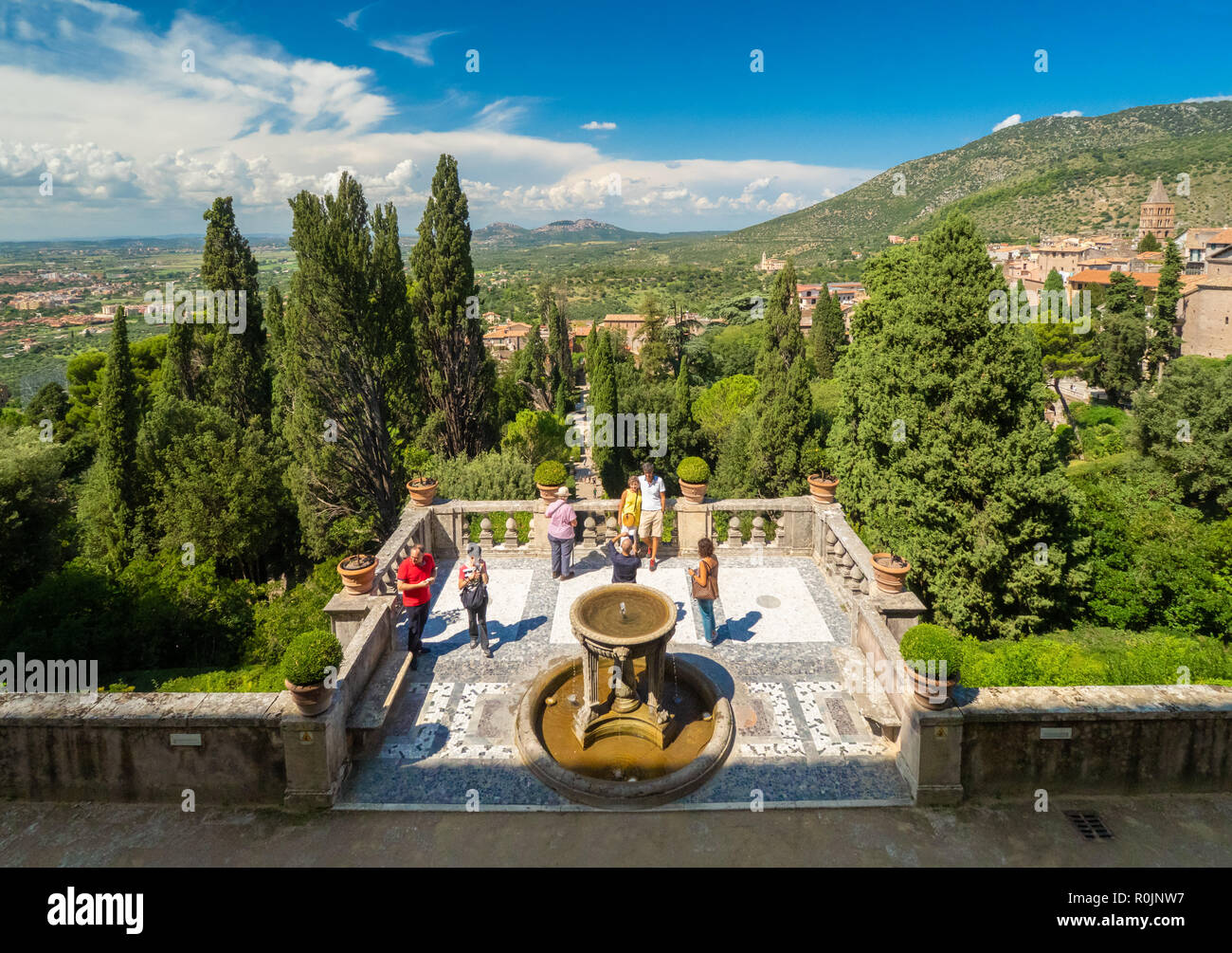 Villa D'Este (Italie) - La villa à Tivoli, province de Rome, avec de belles collines en terrasses jardin Renaissance et de fontaines. Site de l'UNESCO. Banque D'Images