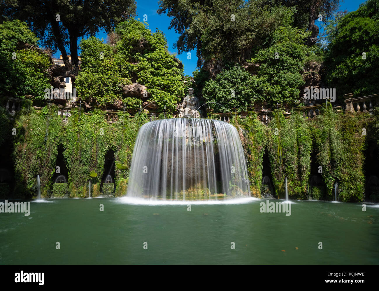 Villa D'Este (Italie) - La villa à Tivoli, province de Rome, avec de belles collines en terrasses jardin Renaissance et de fontaines. Site de l'UNESCO. Banque D'Images