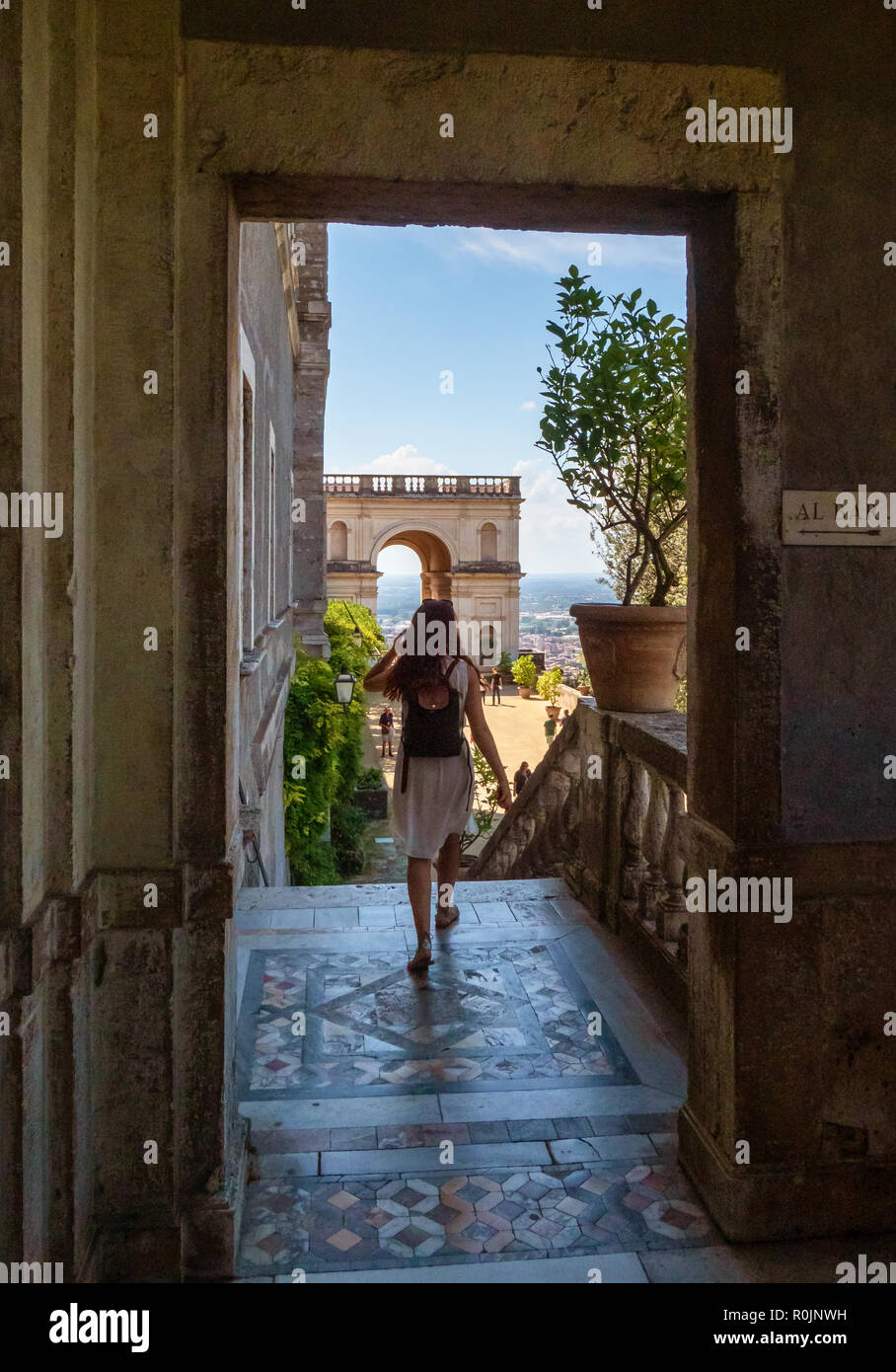 Villa D'Este (Italie) - La villa à Tivoli, province de Rome, avec de belles collines en terrasses jardin Renaissance et de fontaines. Site de l'UNESCO. Banque D'Images