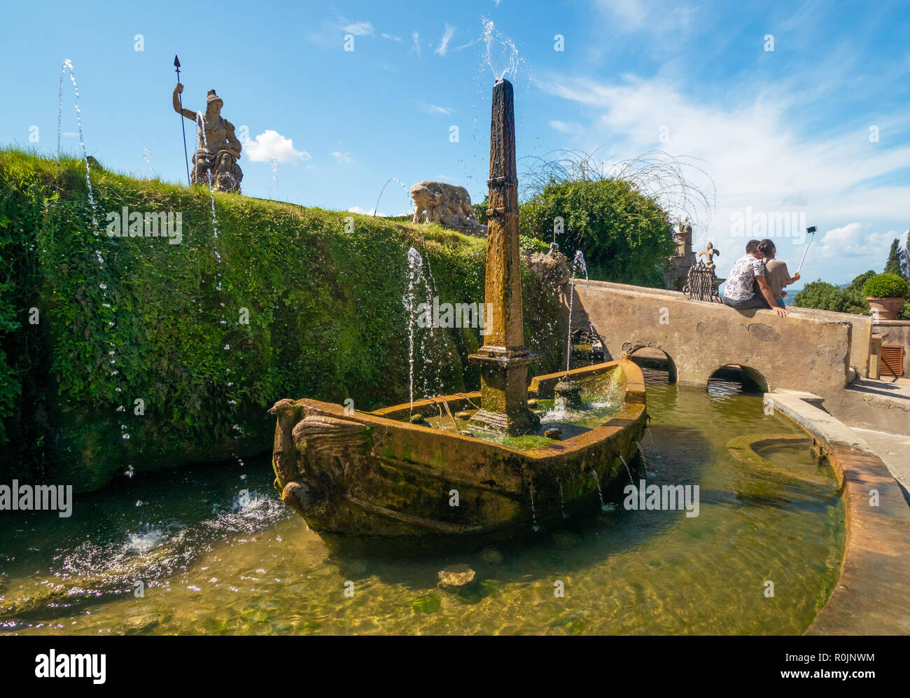 Villa D'Este (Italie) - La villa à Tivoli, province de Rome, avec de belles collines en terrasses jardin Renaissance et de fontaines. Site de l'UNESCO. Banque D'Images