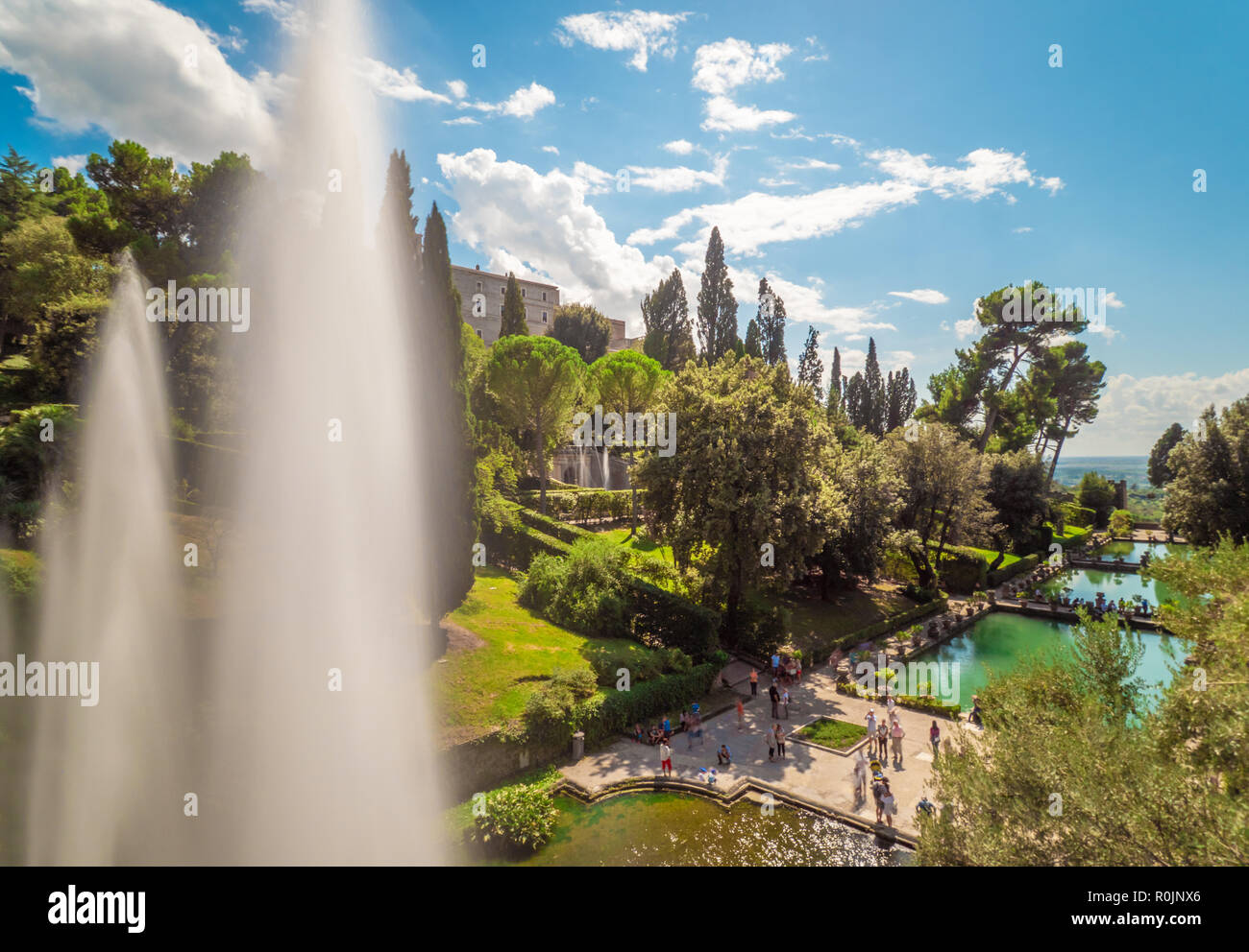 Villa D'Este (Italie) - La villa à Tivoli, province de Rome, avec de belles collines en terrasses jardin Renaissance et de fontaines. Site de l'UNESCO. Banque D'Images