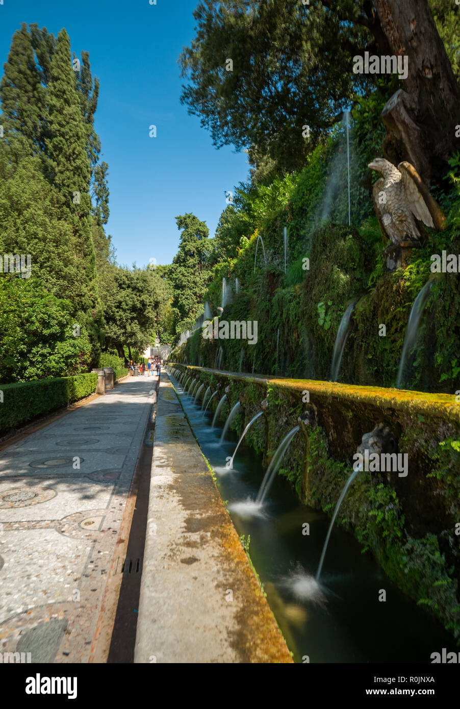 Villa D'Este (Italie) - La villa à Tivoli, province de Rome, avec de belles collines en terrasses jardin Renaissance et de fontaines. Site de l'UNESCO. Banque D'Images