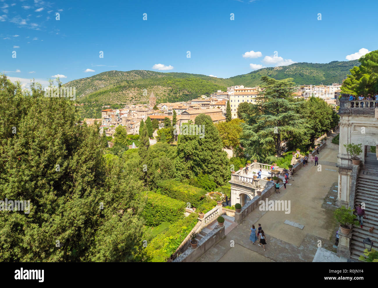 Villa D'Este (Italie) - La villa à Tivoli, province de Rome, avec de belles collines en terrasses jardin Renaissance et de fontaines. Site de l'UNESCO. Banque D'Images