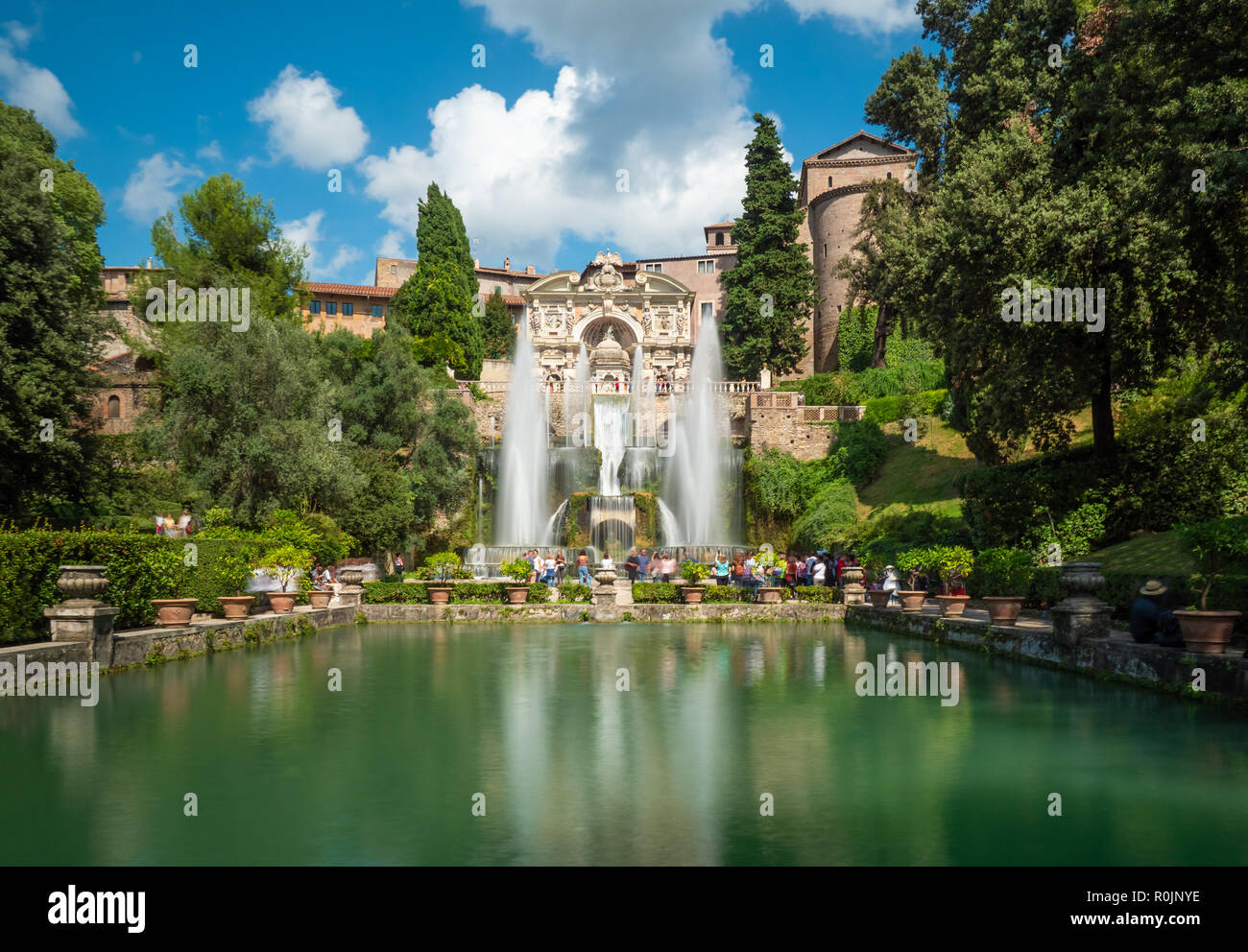 Villa D'Este (Italie) - La villa à Tivoli, province de Rome, avec de belles collines en terrasses jardin Renaissance et de fontaines. Site de l'UNESCO. Banque D'Images