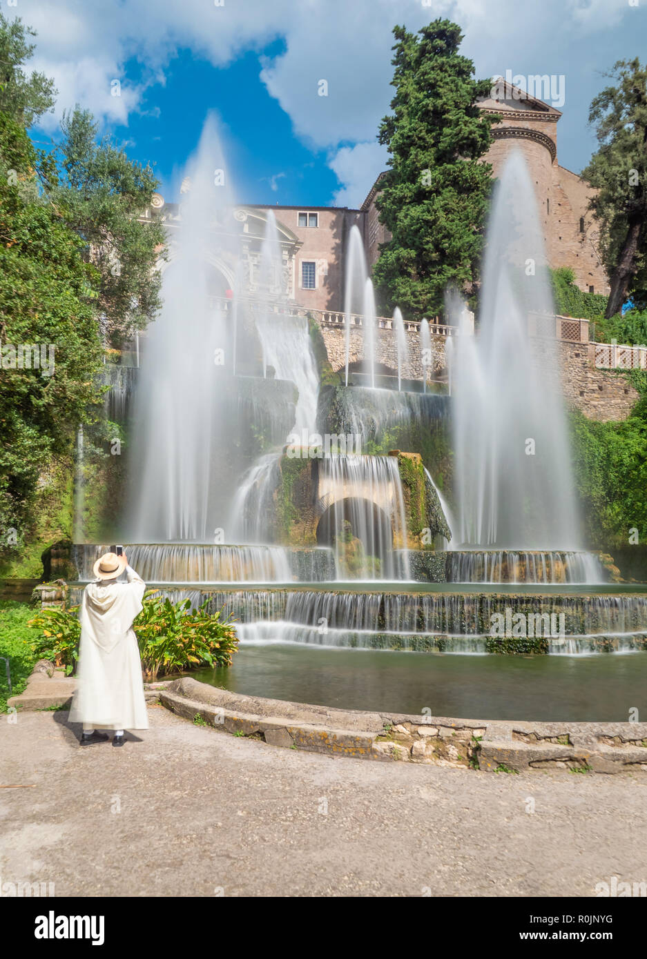 Villa D'Este (Italie) - La villa à Tivoli, province de Rome, avec de belles collines en terrasses jardin Renaissance et de fontaines. Site de l'UNESCO. Banque D'Images