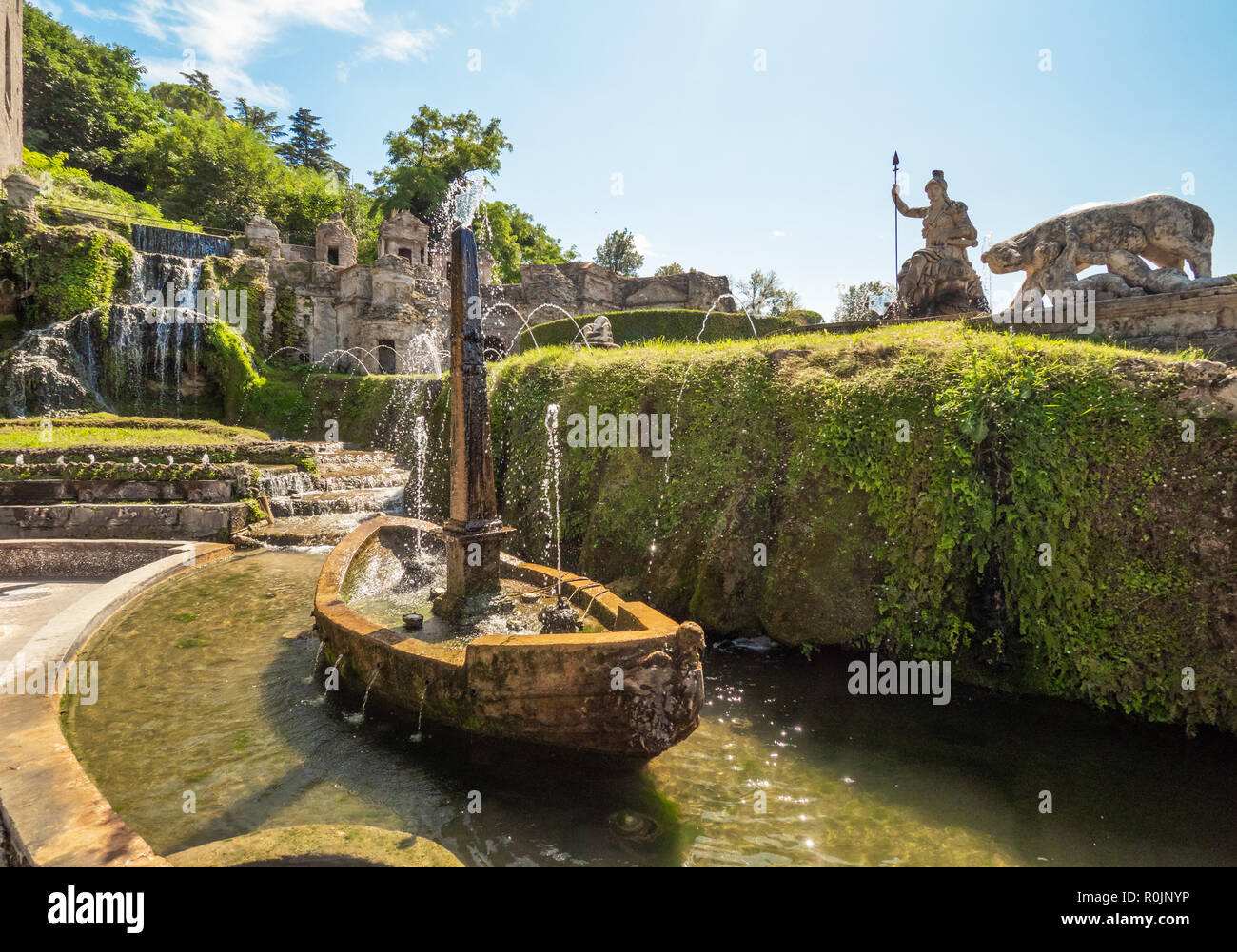 Villa D'Este (Italie) - La villa à Tivoli, province de Rome, avec de belles collines en terrasses jardin Renaissance et de fontaines. Site de l'UNESCO. Banque D'Images