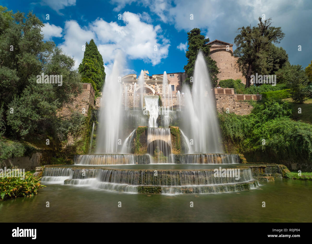 Villa D'Este (Italie) - La villa à Tivoli, province de Rome, avec de belles collines en terrasses jardin Renaissance et de fontaines. Site de l'UNESCO. Banque D'Images