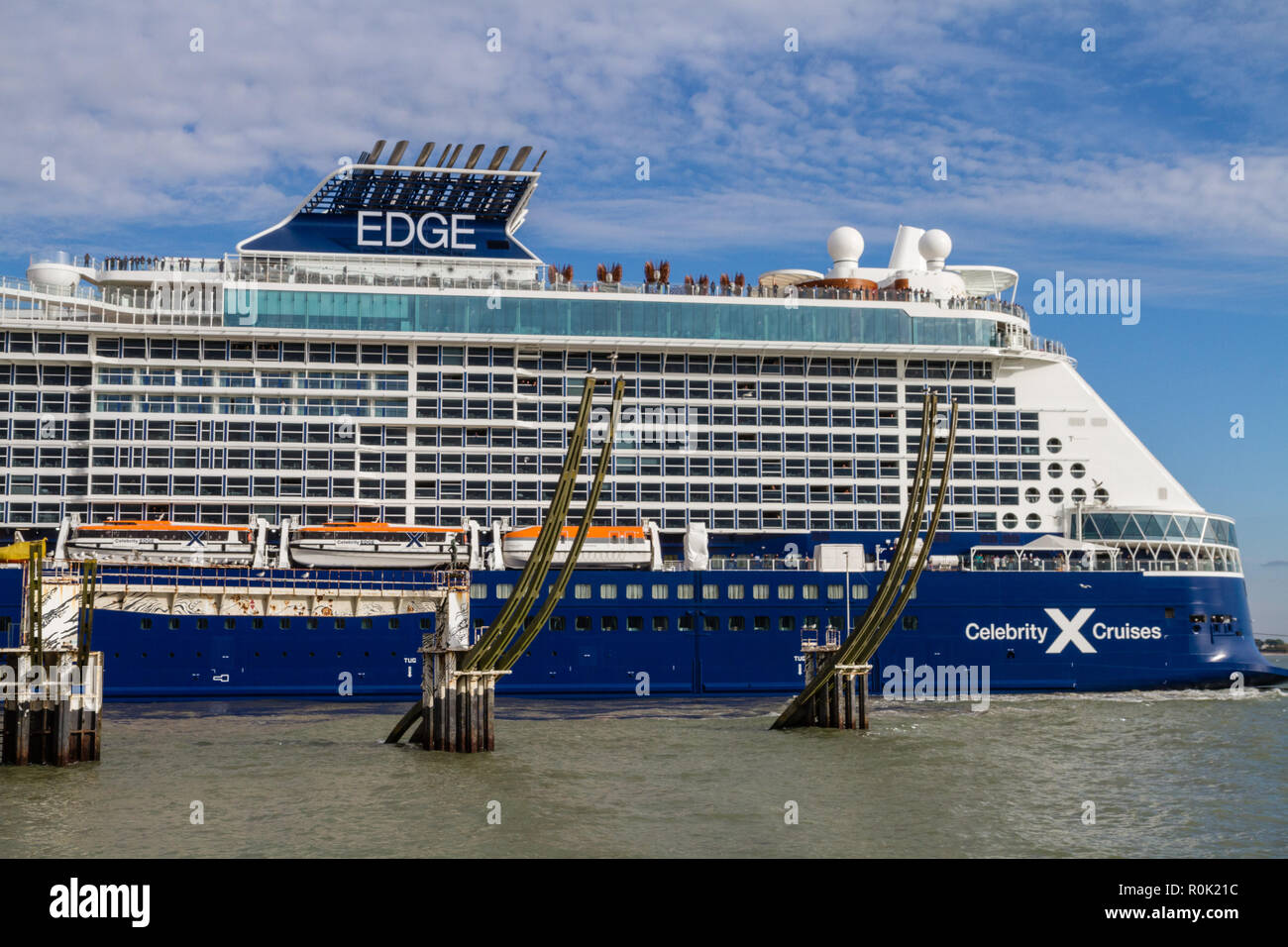 Celebrity Edge est la première classe de navire de croisière exploité par Celebrity Cruises Celebrity.Edge a été construit au chantier naval STX en France Banque D'Images