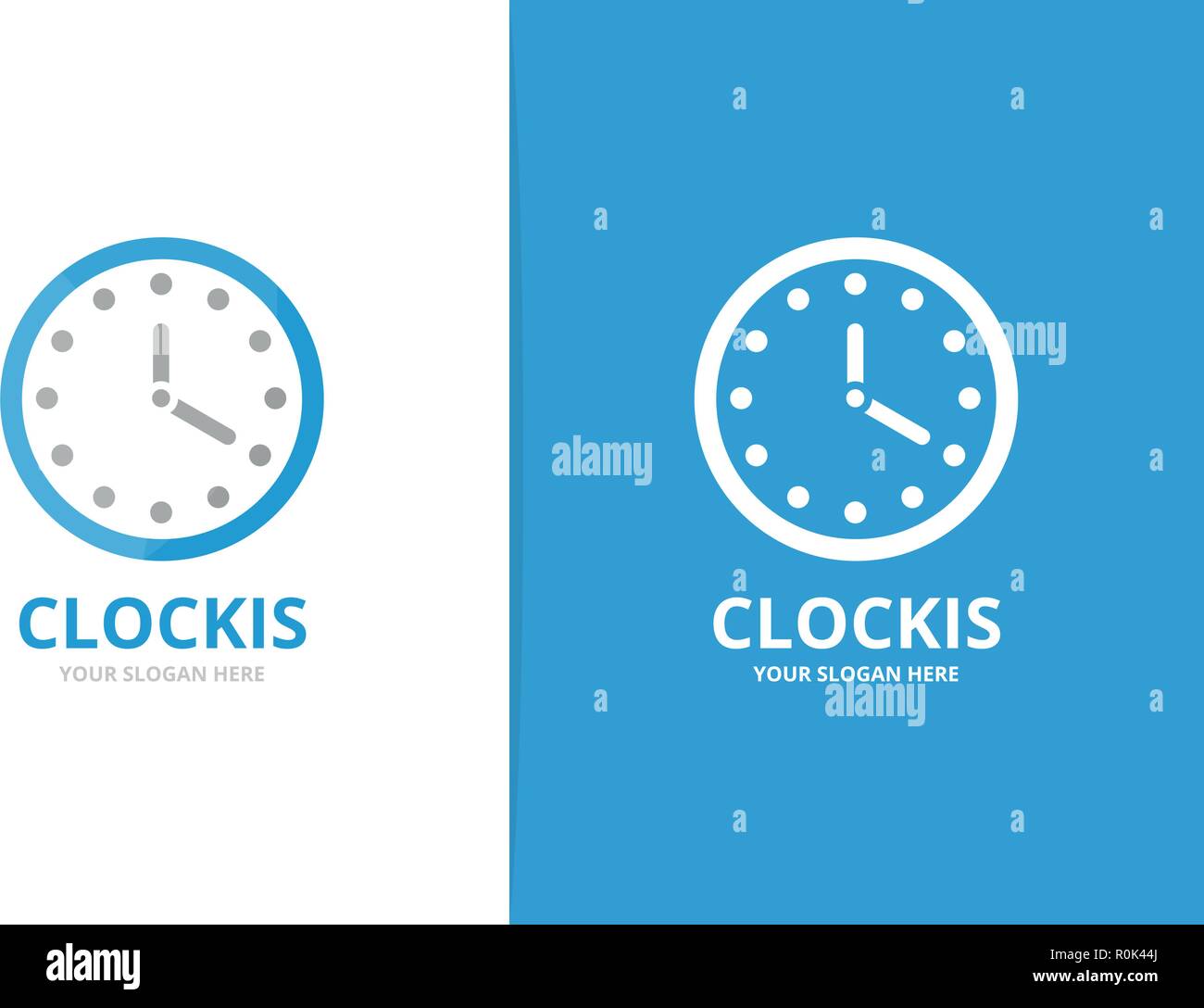 Logo horloge vectorielle combinaison. Du temps et de regarder d'un symbole ou d'icône. Modèle de conception de logo express unique. Illustration de Vecteur