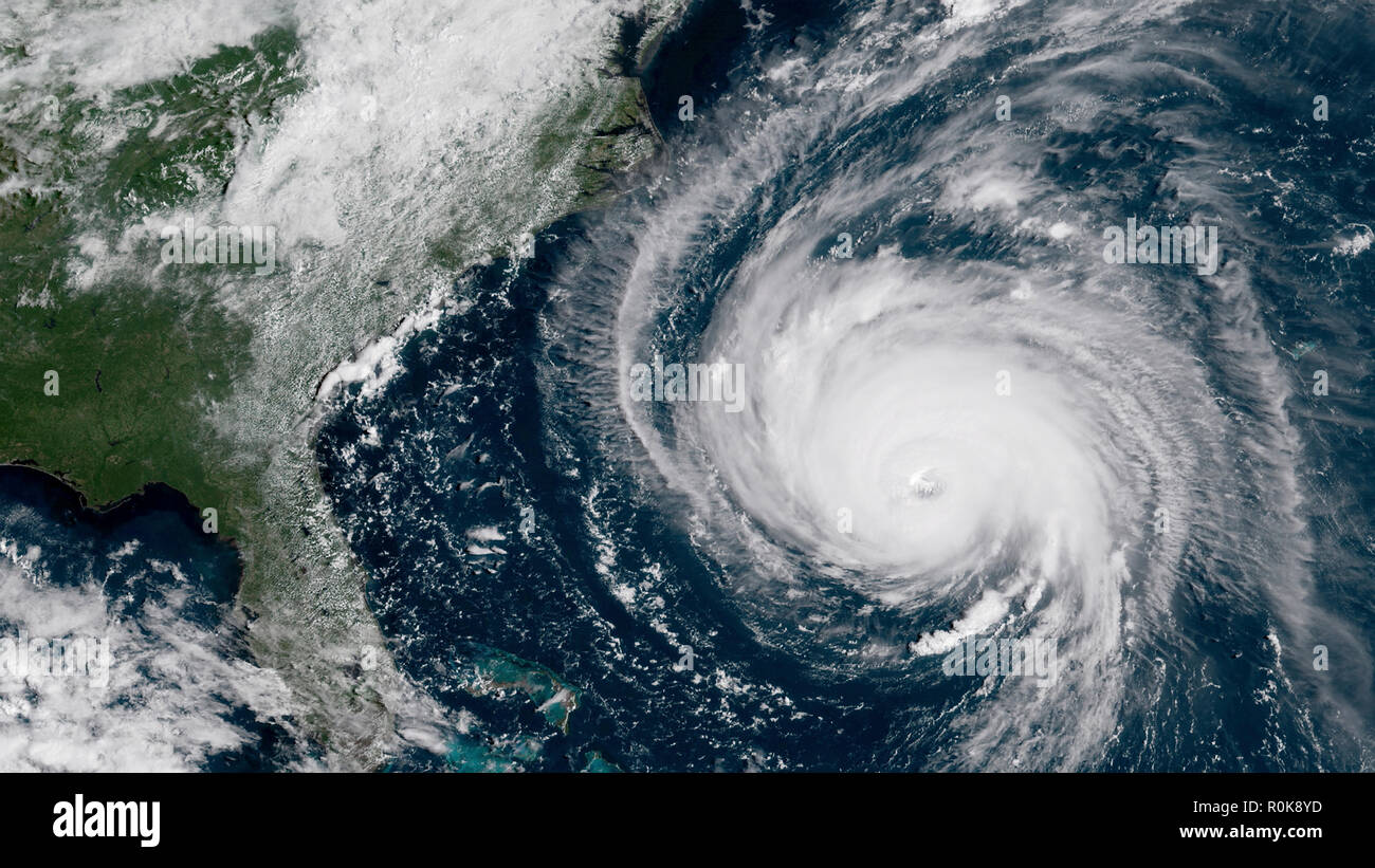 L'ouragan Florence en plus près de la côte du sud-est des États-Unis. Banque D'Images