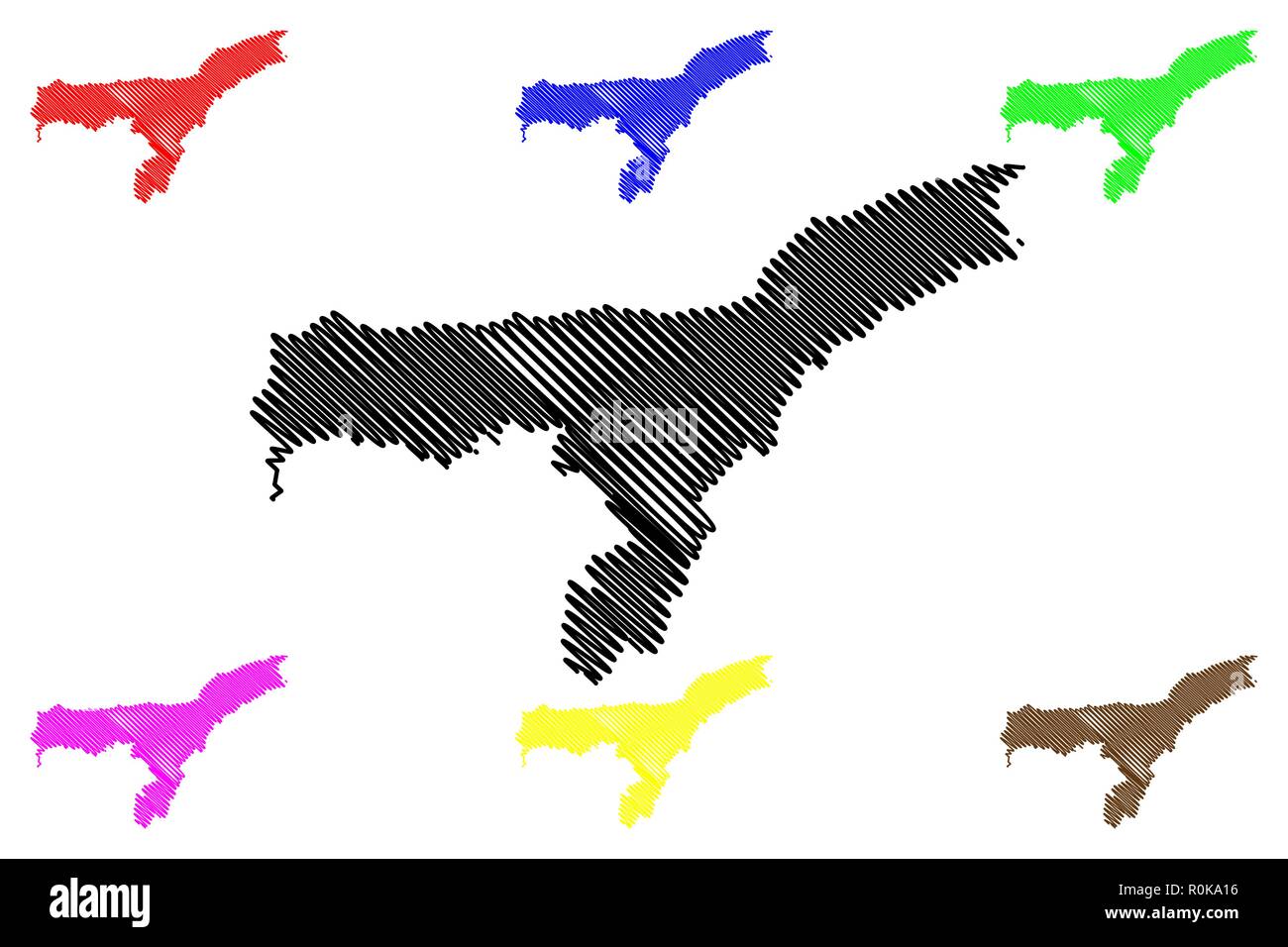 L'Assam (États et territoires de l'union de l'Inde, États fédérés, République de l'Inde) map vector illustration, croquis Gribouillage à l'état d'Assam site Illustration de Vecteur