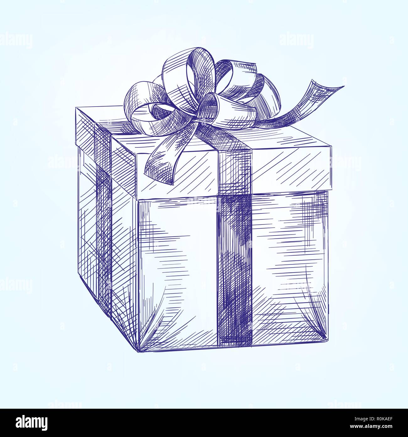 Boîte-cadeau hand drawn vector dessin illustration Illustration de Vecteur