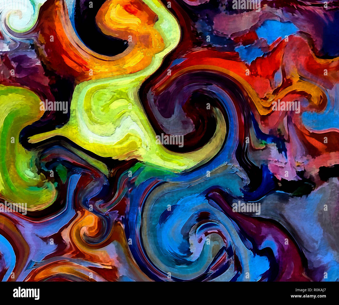 Digital art abstract pattern. Dessin à la main style moderne art print. Art futuriste. La peinture contemporaine décor de mur. Huile sur toile. Pinceau qui o Banque D'Images