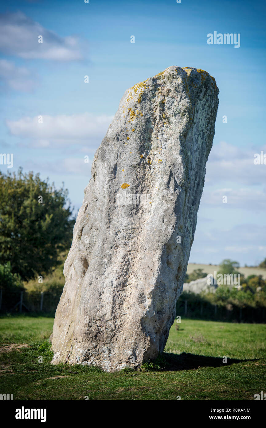 Standing Stone à l'époque néolithique dans les cercles de pierre Avebury, Wiltshire, England, UK Banque D'Images