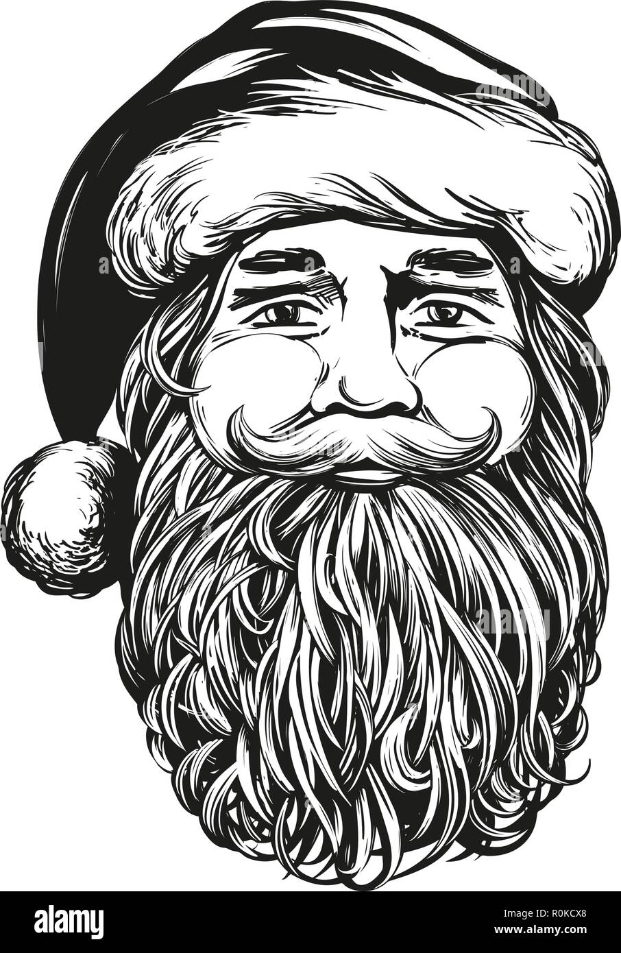 Santa Claus, symbole de Noël hand drawn vector illustration croquis. Illustration de Vecteur