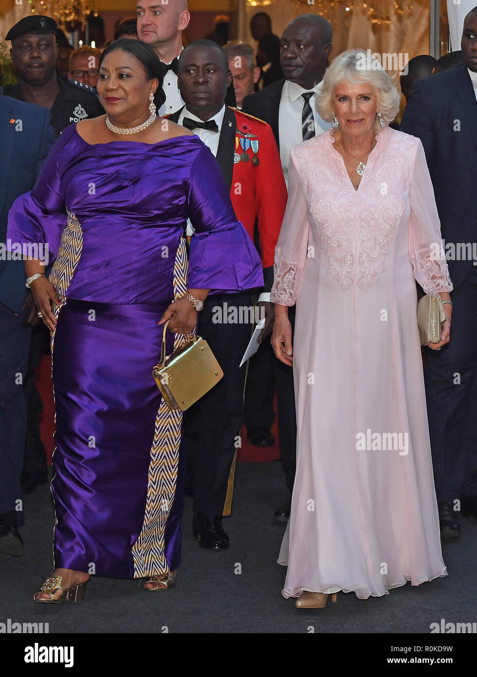 La duchesse de Cornouailles assiste à un dîner d'État ghanéen avec Première Dame Rebecca Akufo-Addo du Jubilee House, à Accra, au Ghana, le sixième jour de la royal voyage en Afrique de l'ouest. Banque D'Images