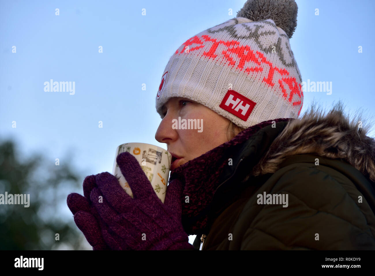 Beaucoup de pays de Galles s'est réveillé ce matin à la couche de givre de surface couvrant les pare-brise de voiture et des températures de gel. retrait de la glace d'un pare-brise de voiture Banque D'Images