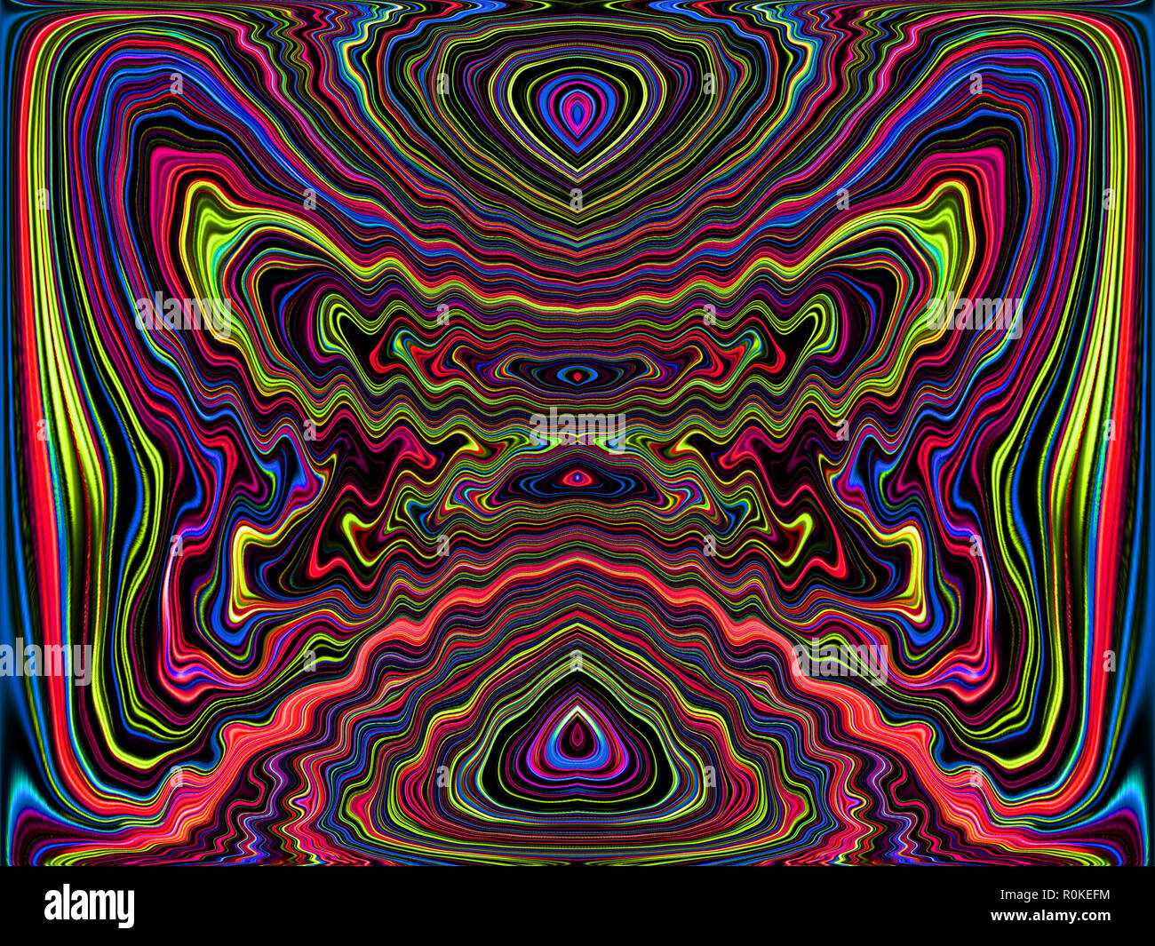 La couleur des lignes et courbes crée des images fantastiques. Tableau abstrait - images psychédéliques. Banque D'Images