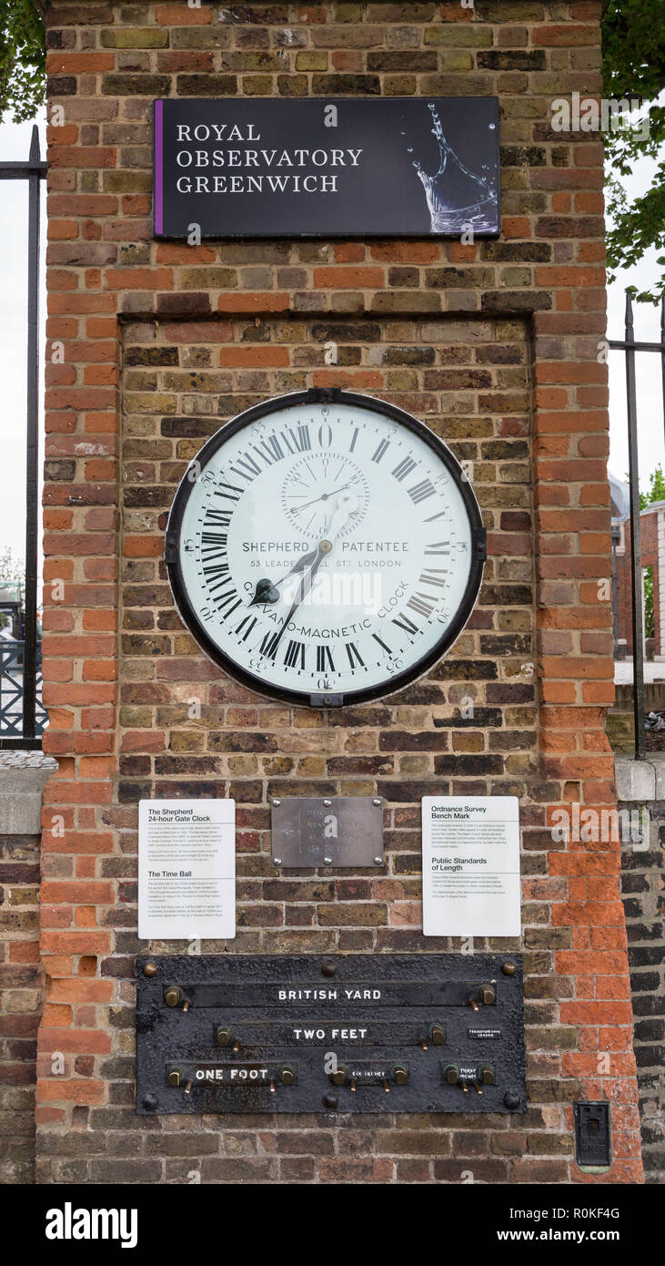 Horloge magnétique à l'Observatoire Royal de Greenwich, Angleterre Banque D'Images