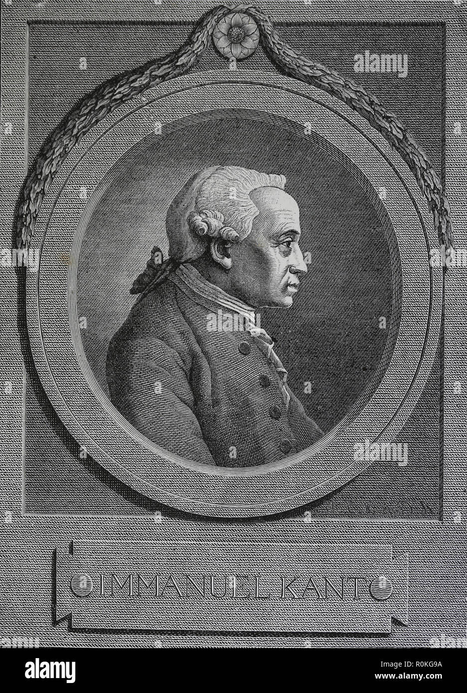 Emmanuel Kant (1724-1804). Philosophe allemand. Gravure de Germania, 1882. Banque D'Images