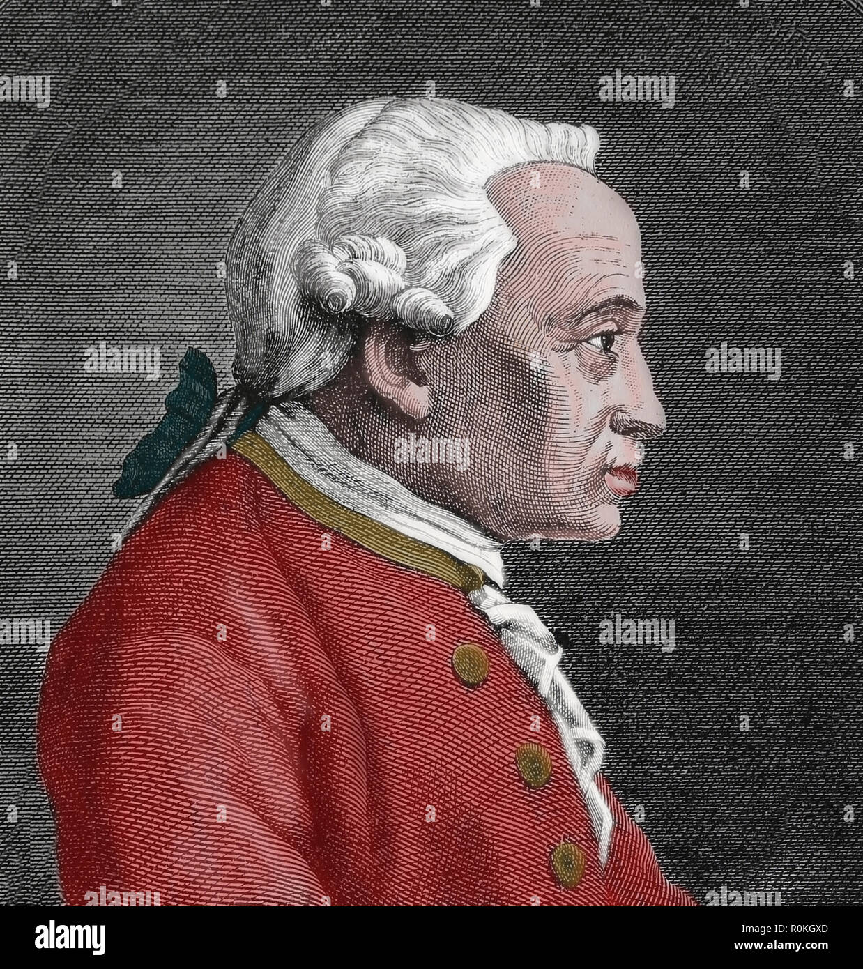 Emmanuel Kant (1724-1804). Philosophe allemand. Gravure de Germania, 1882. Banque D'Images