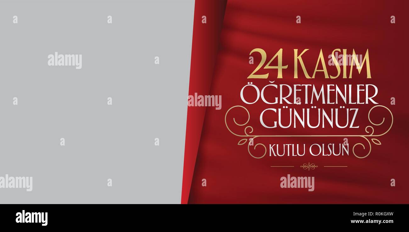 24 novembre Journée enseignants turcs, conception de panneaux. Symbole du drapeau turc. Bain turc : le 24 novembre, Journée des enseignants heureux. Illustration de Vecteur
