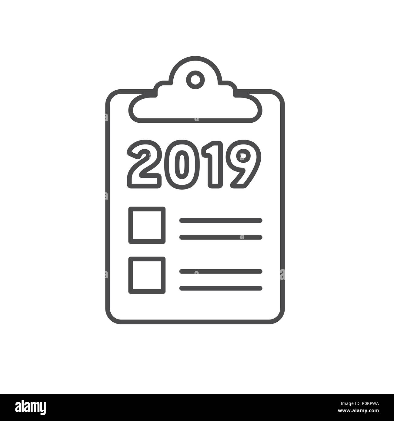 Objectifs 2019 l'année 2019 avec des graphiques vectoriels et des images de style artistique Illustration de Vecteur