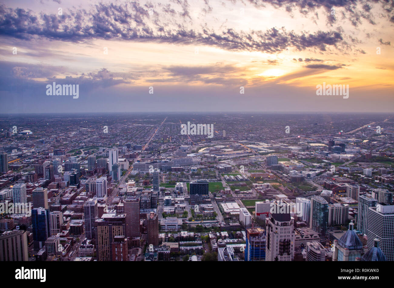 Chicago skyline at Dusk (top view Banque D'Images