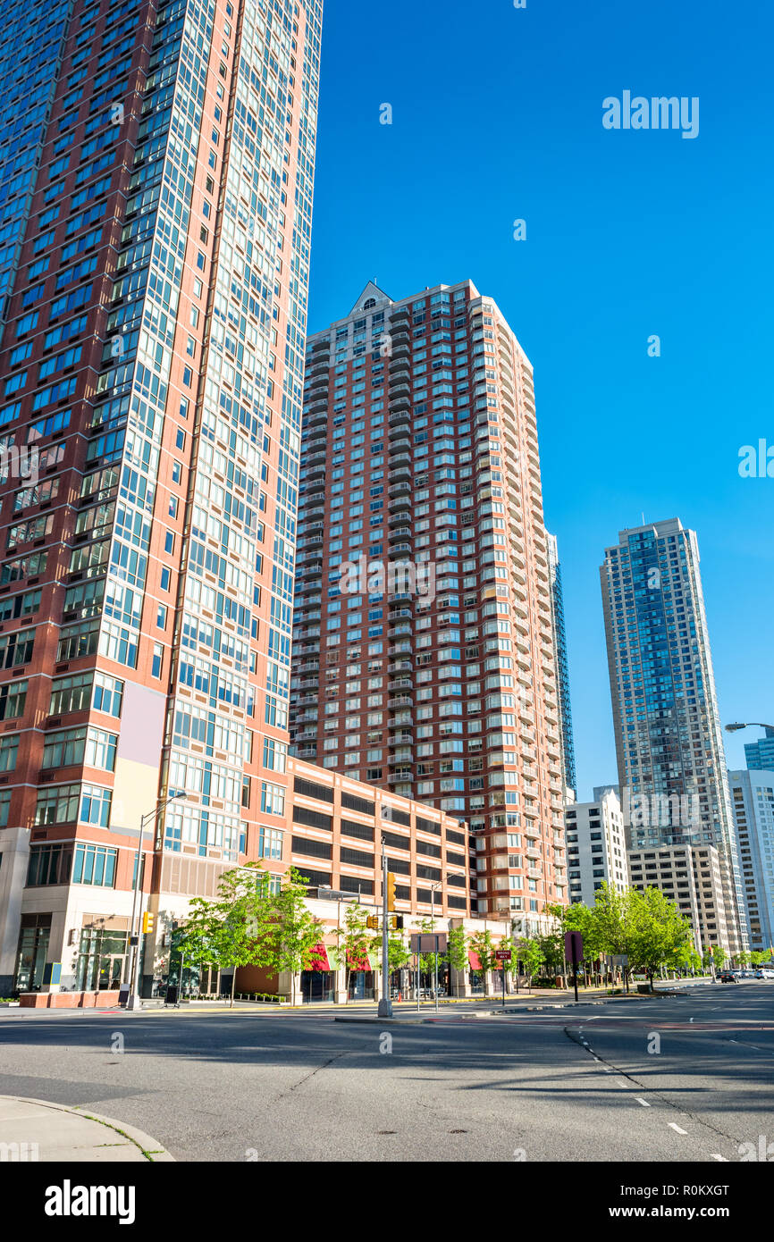 Washington Street condo buildings à Jersey City, New Jersey, USA Banque D'Images