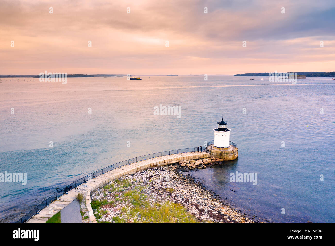 Brise-lames Portland Maine dans la lumière Banque D'Images