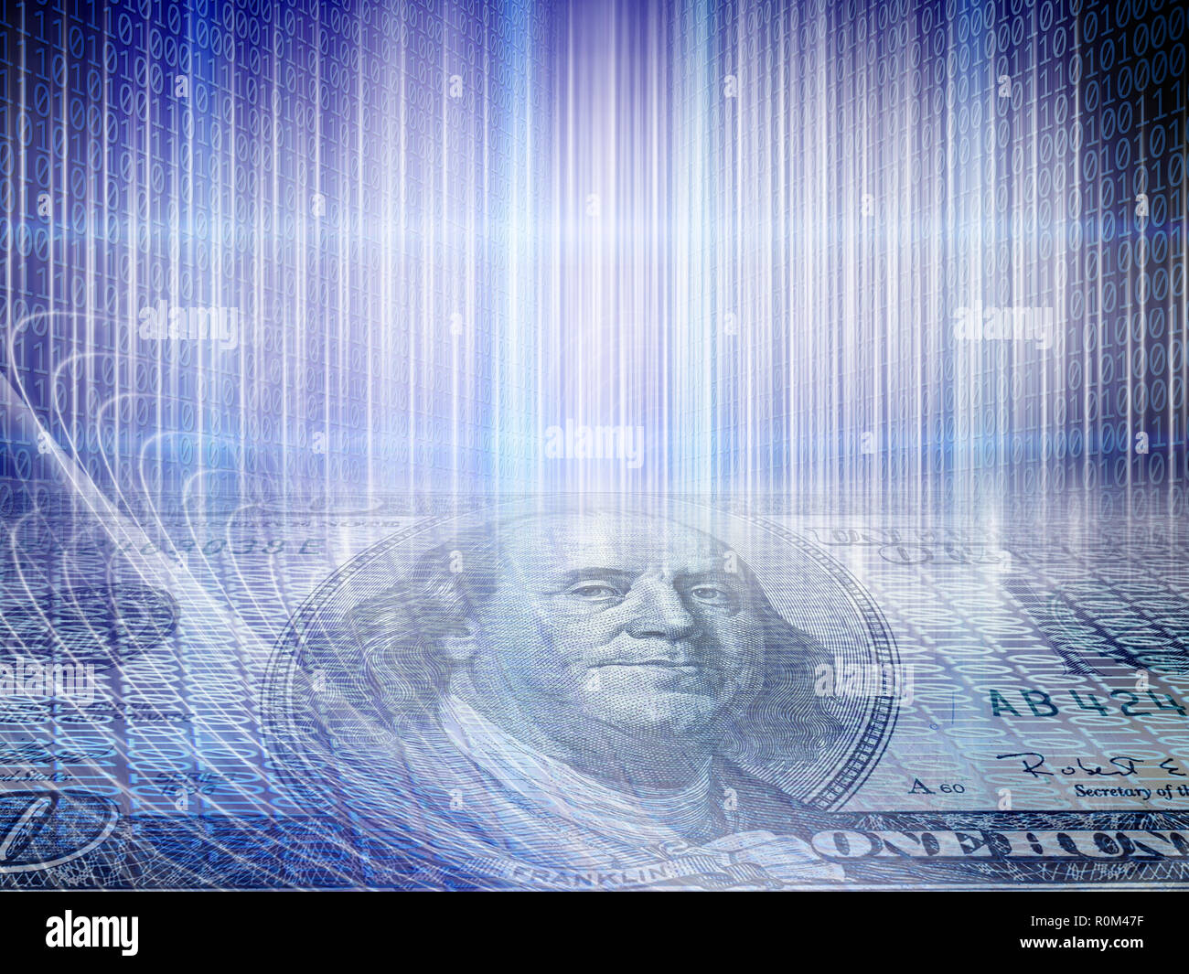 Image business internet conceptuel d'un code binaire technologie pur avec de l'argent Banque D'Images