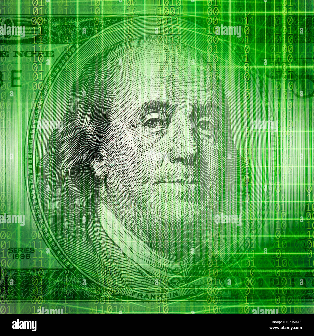 Image de fond conceptuel d'un code binaire avec le temps et money concept Banque D'Images