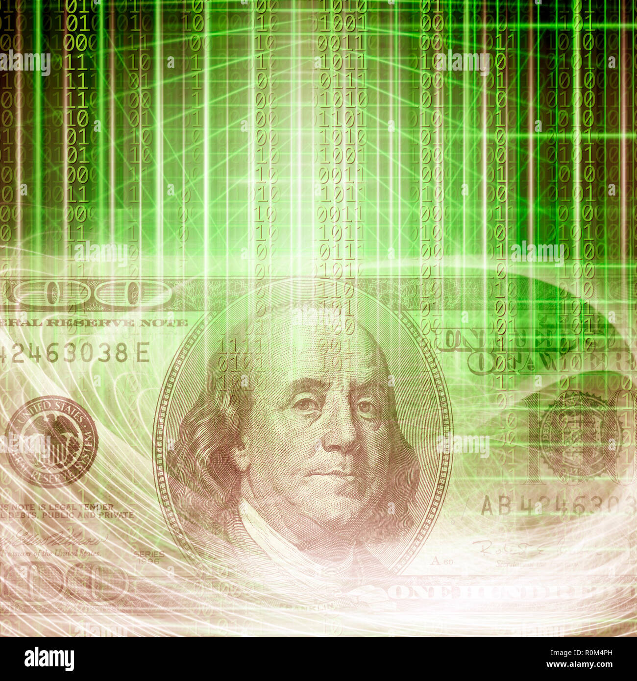 Image business internet conceptuel d'un code binaire technologie pur avec de l'argent Banque D'Images