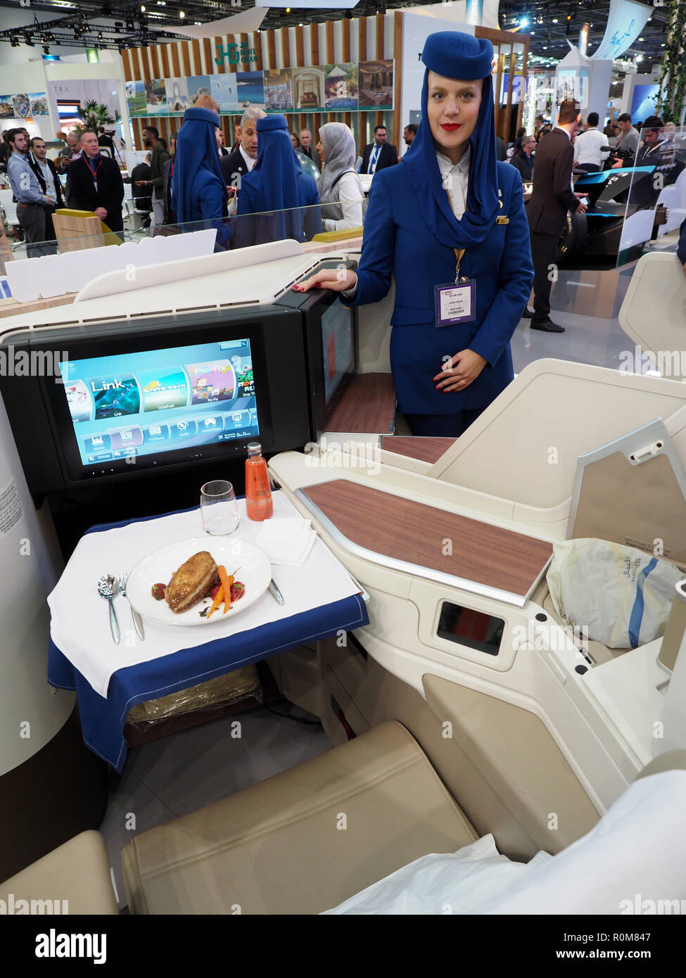 Excel, Londres, Royaume-Uni. 5 Nov 2018. Sièges de classe affaires sur l'Arabie Airlines sur show au World Travel Market, Excel, Londres, aujourd'hui (Lun) : Crédit Finnbarr Webster/Alamy Live News Banque D'Images