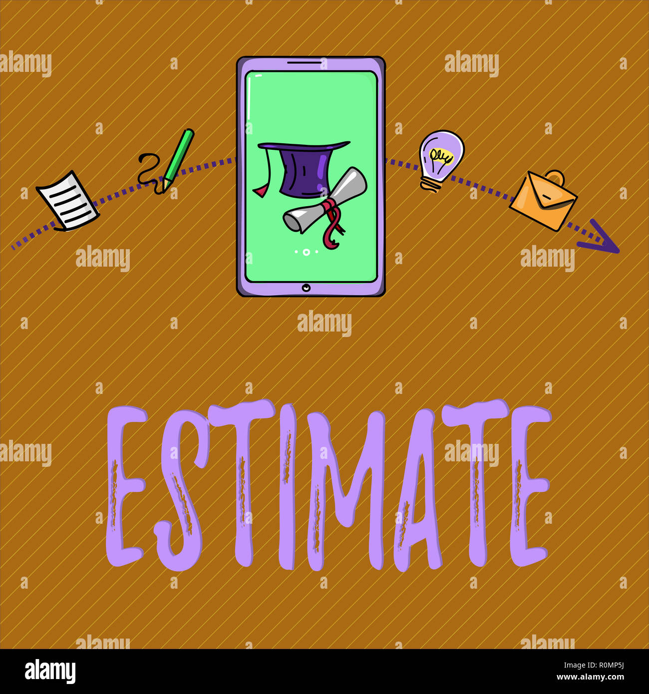 Signe texte montrant Estimation. Photo conceptuelle environ Calculer valeur juge quantité nombre de mesure quelque chose. Banque D'Images