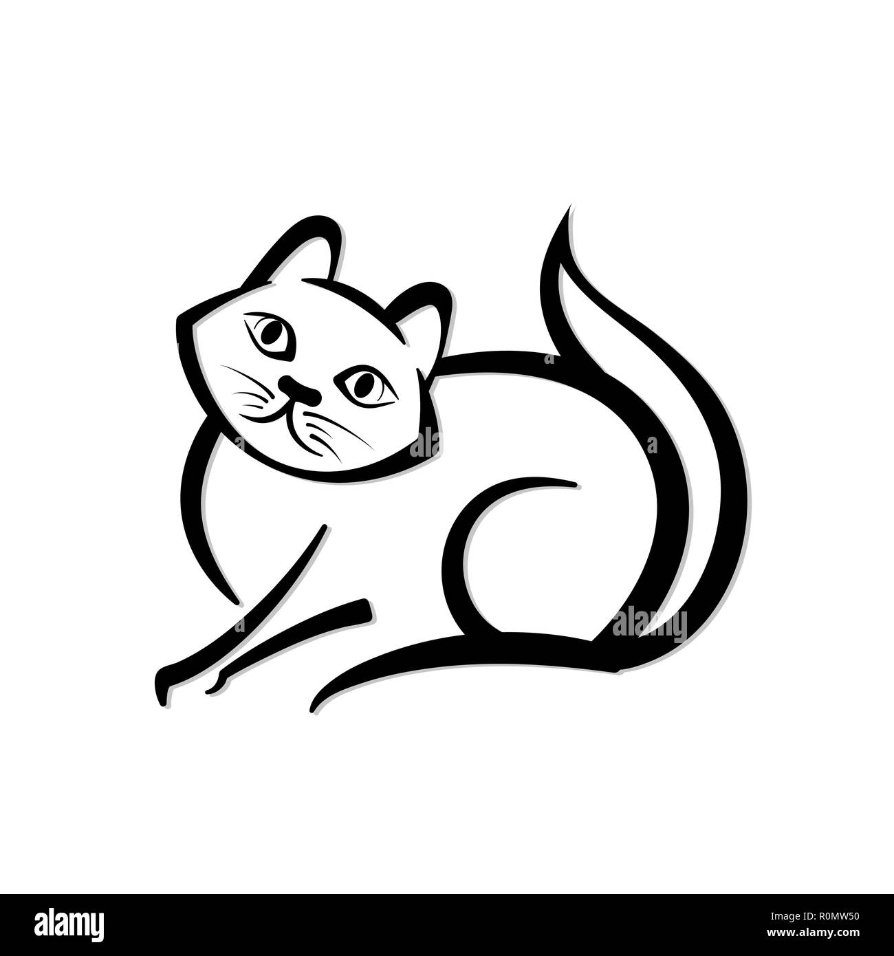 Icone Abstrait D Un Chat Logo Animal Noir Et Blanc Vector Illustration Cute Animal Image Vectorielle Stock Alamy