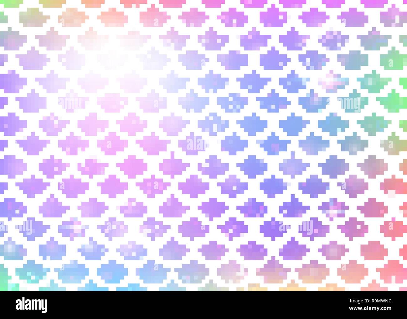 Mermaid Princess Kawaii avec fond arc-en-ciel motif écailles. Illustration de Vecteur