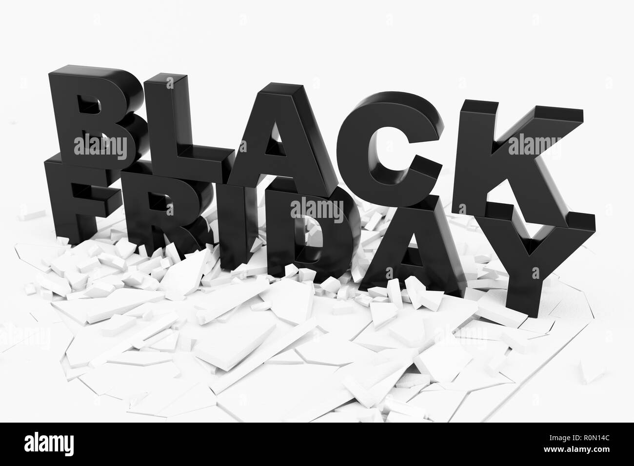 3D illustration Vendredi Noir, vente message pour boutique. Business shopping store bannière pour le Black Friday. Texte 3D en noir et blanc, couleur, design moderne Banque D'Images