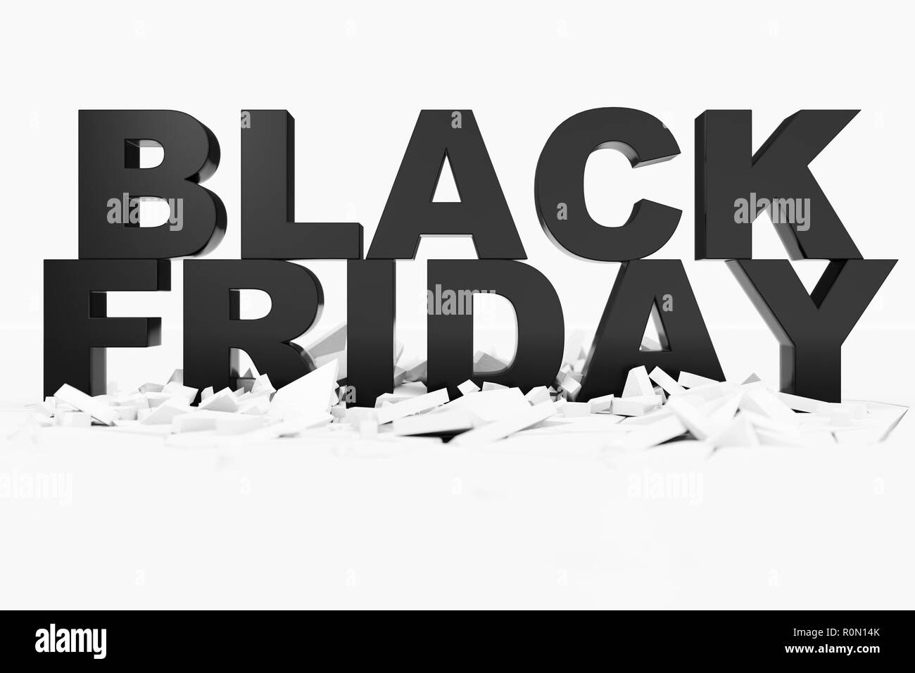 3D illustration Vendredi Noir, vente message pour boutique. Business shopping store bannière pour le Black Friday. Texte 3D en noir et blanc, couleur, design moderne Banque D'Images
