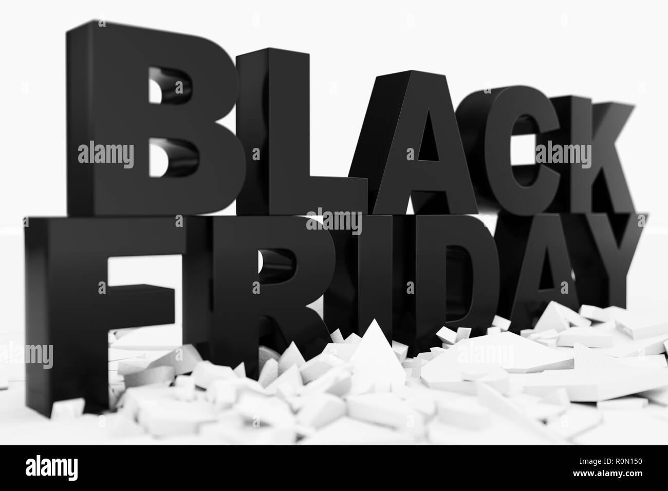 3D illustration Vendredi Noir, vente message pour boutique. Business shopping store bannière pour le Black Friday. Texte 3D en noir et blanc, couleur, design moderne Banque D'Images