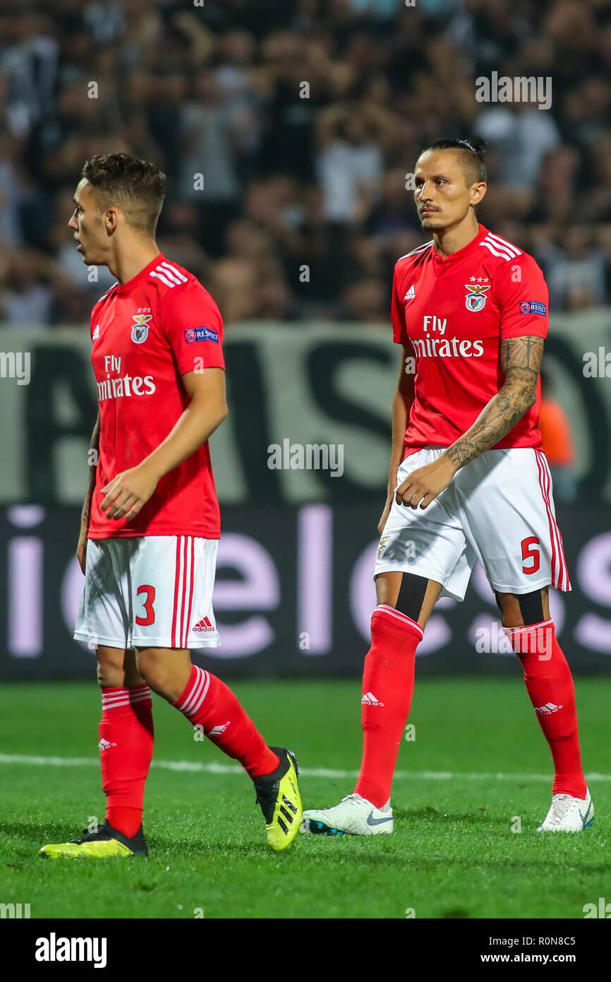 Thessalonique, Grèce - le 29 août 2018 : Le joueur de Benfica en action au cours de l'UEFA Champions League play-offs , deuxième manche PAOK FC vs Benfica joué à Banque D'Images