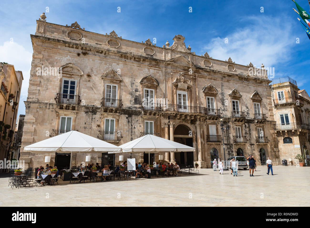 Les détails architecturaux. Ortigia. Petite île qui est le centre historique de la ville de Syracuse, en Sicile. L'Italie. Banque D'Images