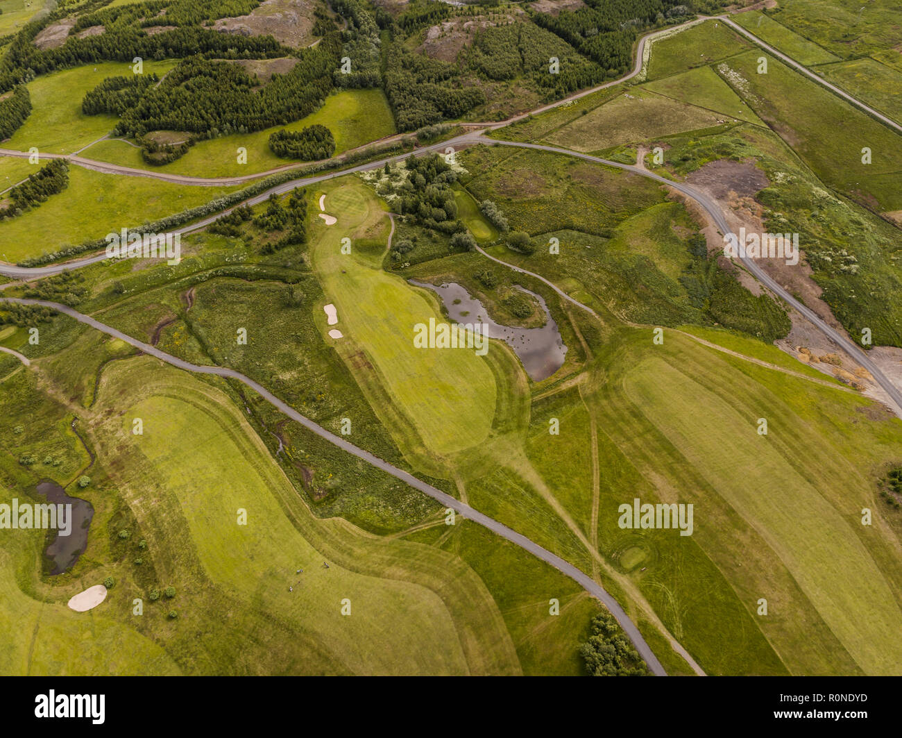 Golf d'Akureyri, Akureyri, Islande, Nord de l'Eyjafjordur Banque D'Images