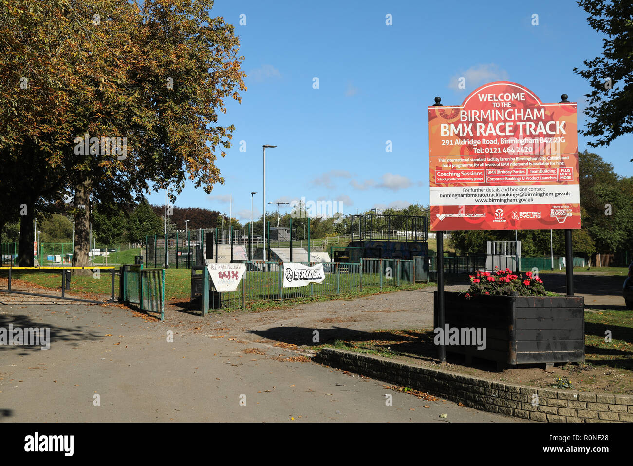 L'entrée de la piste de course de BMX de Birmingham, situé dans la ville de Birmingham, Angleterre, Royaume-Uni. Banque D'Images